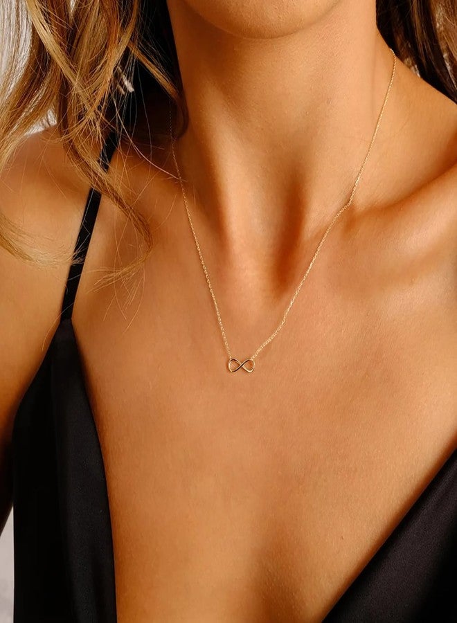 LLWOM 14K Gold Plated Infinity Necklace for Women - Simple Dainty Cute Infinity Pendant Necklace - Image 3